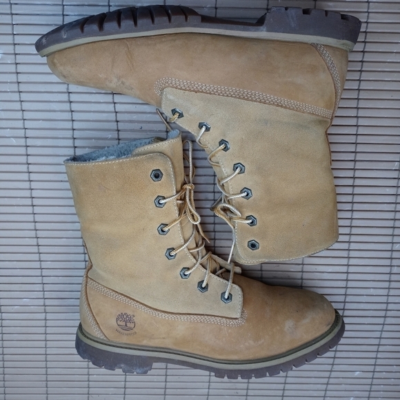 Timberland Women's Premium Auth Teddy Fleece Wheat Nubuck Boots 21689 Sz 10M. To - Picture 8 of 11